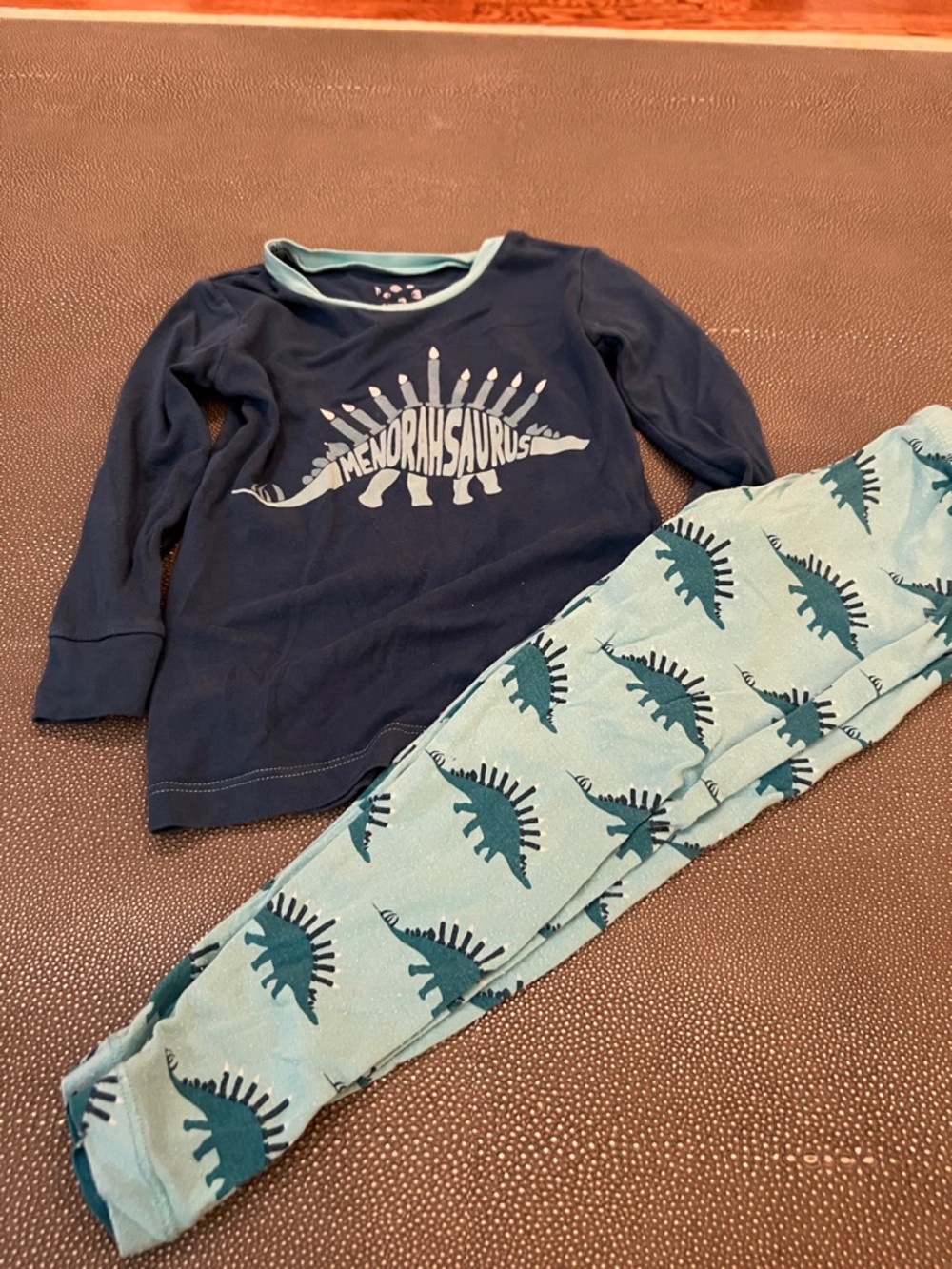 Kissy Kissy Navy Top with Teal Dinosaur Pajama Set